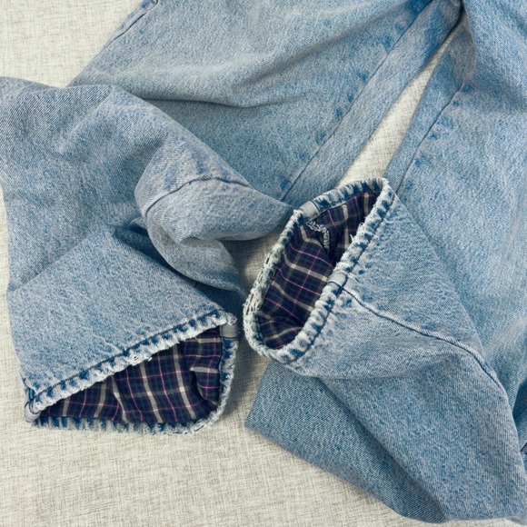 LL Bean Flannel Lined Jeans Mens 34x32 Double L Relaxed Fit Light Wash Blue - Picture 3 of 16